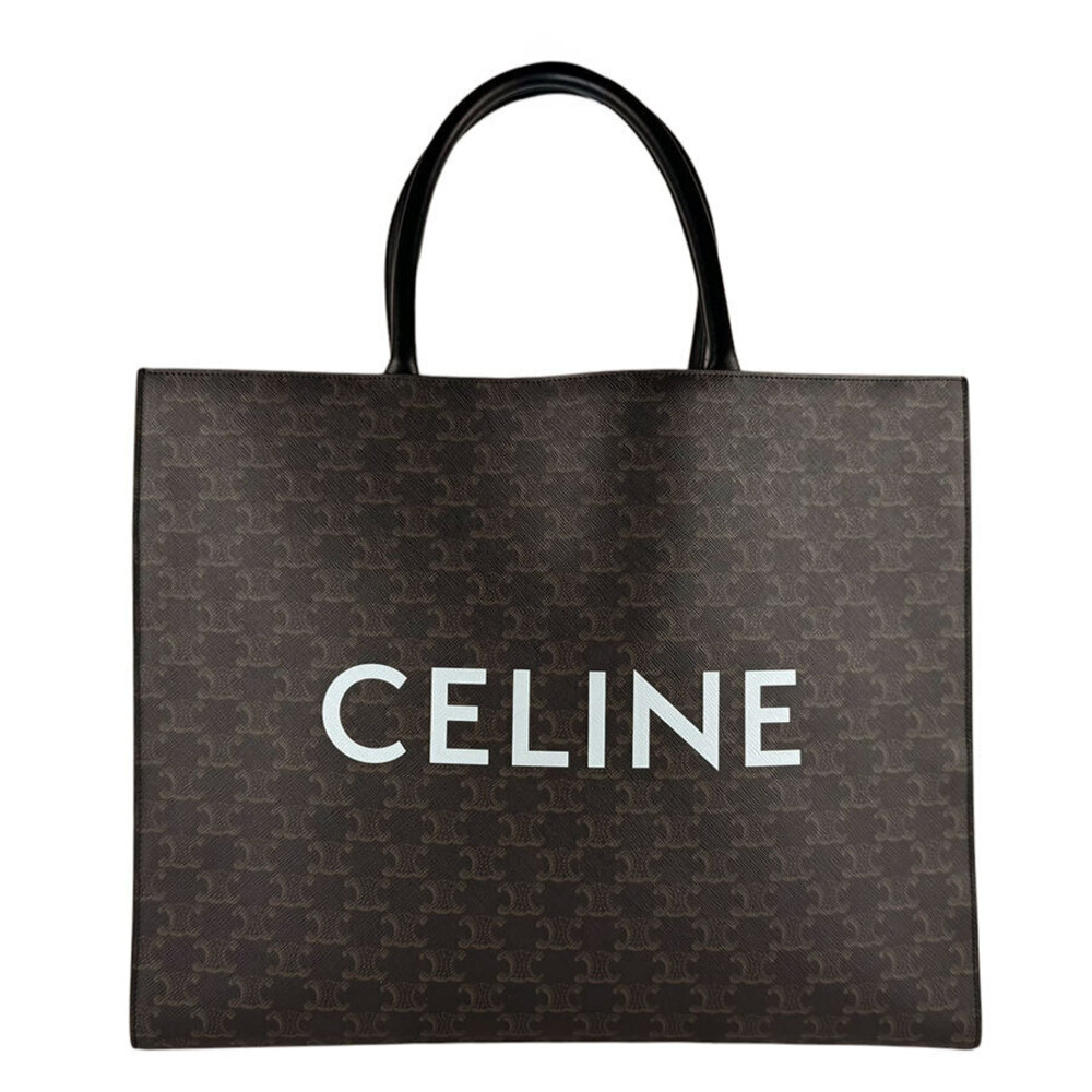 Celine Handbag Macadam Canvas Black Brown